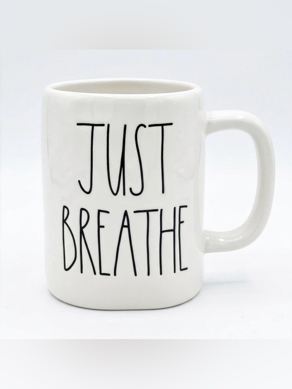 Rae Dunn JUST BREATHE White Ceramic Coffee Mug Artisan Collection 18 Oz - Picture 5 of 7